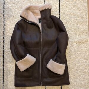 Mango Dark Brown Shearling Jacket
